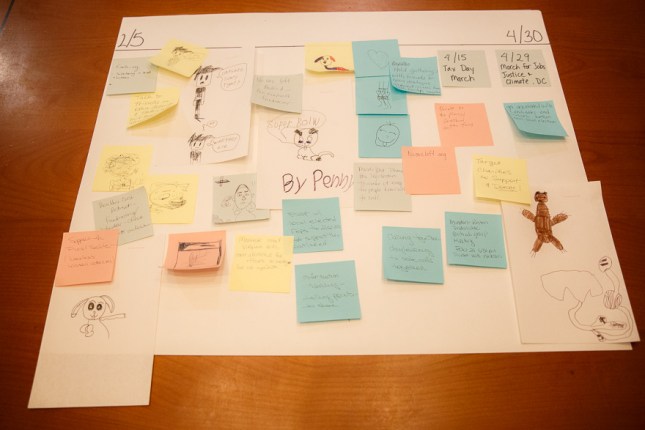 Art contributed by my kids to our action timeline.